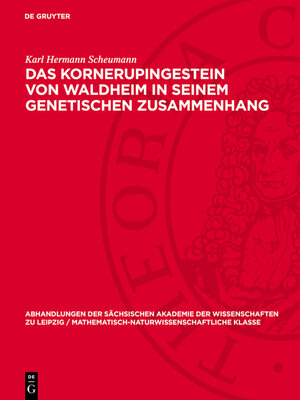 cover image of Das Kornerupingestein von Waldheim in seinem genetischen Zusammenhang
